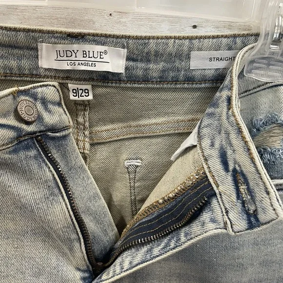 Judy Blue‎ Womens 9/29 Jeans The Bees Knees Straight Fit High Waist Inseam Slit - Picture 2 of 11